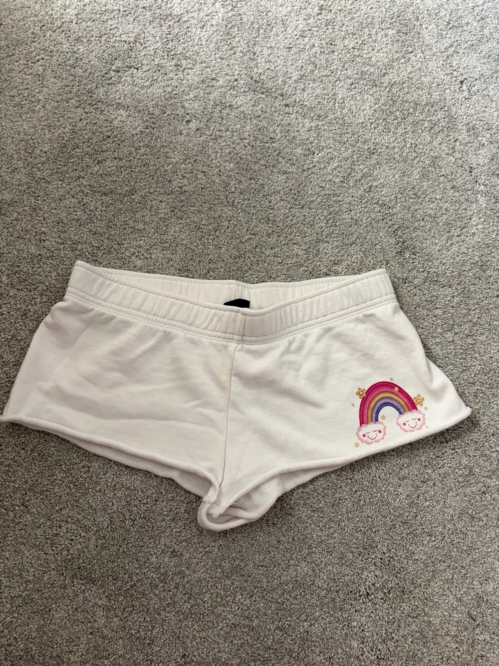White Women’s Lounge Lowrise Shorts with Rainbow